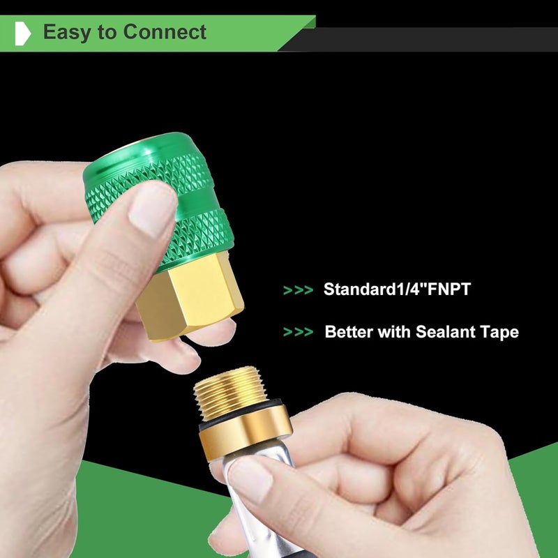 GODESON 2-Pack Locking Air Chuck, 1/4" FNPT All Metal Lock on Tire Chuck Quick Connect Tire valve, Closed Flow Green Inflator Nozzle for Air Compressor & Pressure Gauge-150PSI - Image 3